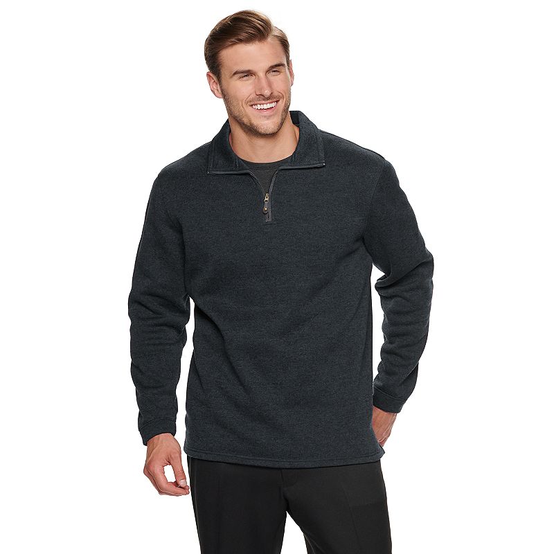 UPC 053355495243 product image for oversizeMen's Haggar Long Sleeve Quarter Zip Sweater Fleece, Size: XL Tall, Blac | upcitemdb.com