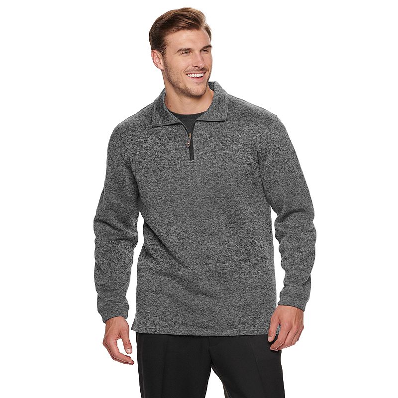 UPC 053355490910 product image for Men's Haggar Long Sleeve Quarter Zip Sweater Fleece, Size: 3XL Tall, Grey | upcitemdb.com