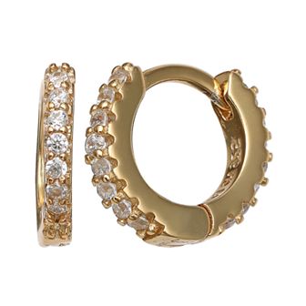 PRIMROSE Sterling Silver Cubic Zirconia Huggie Hoop Earrings