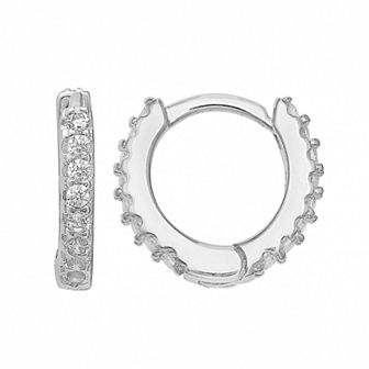 PRIMROSE Sterling Silver Cubic Zirconia Huggie Hoop Earrings