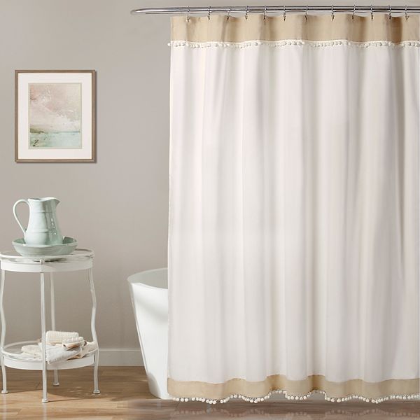 Lush Decor Adelyn Pom Shower Curtain, Pom Pom Shower Curtain