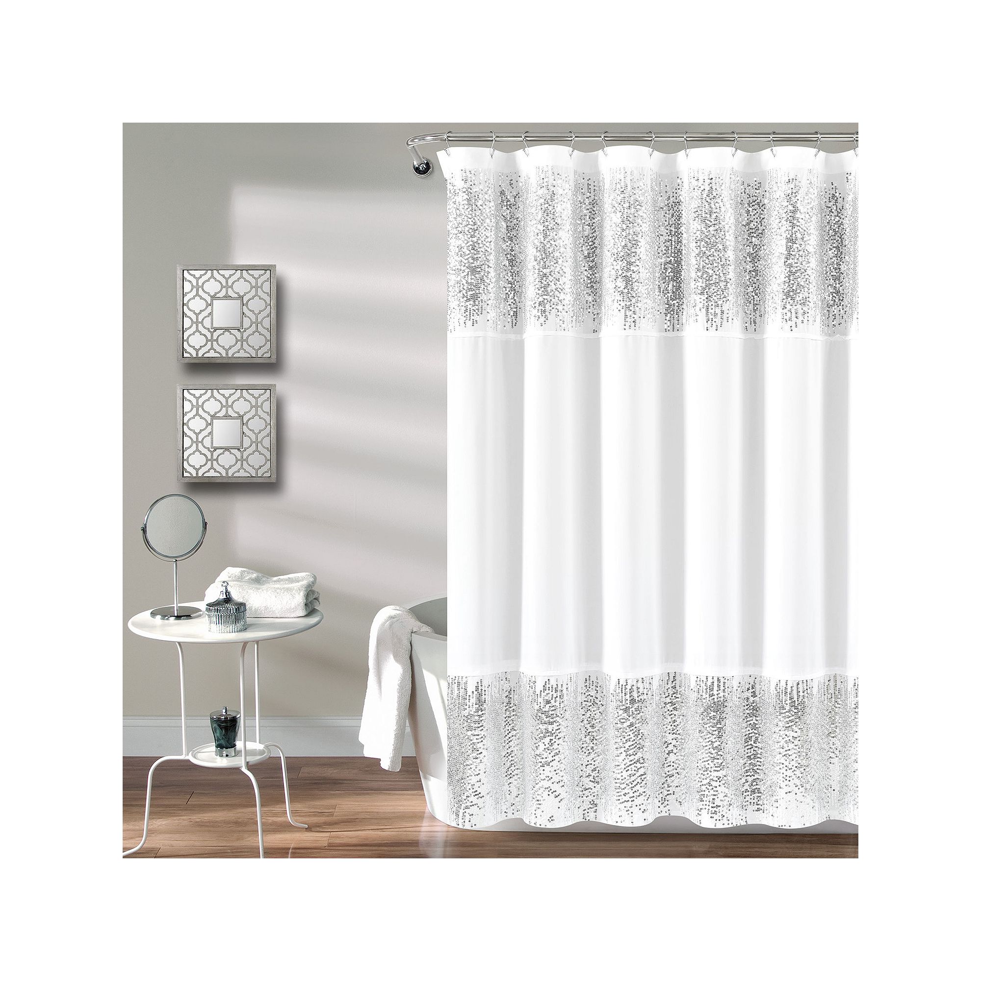Lush Decor Shimmer Sequins Shower Curtain, Size: 70X72, Silver