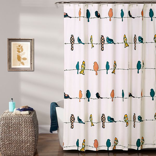 Lush Decor Rowley Birds Shower Curtain, Shower Curtain Birds
