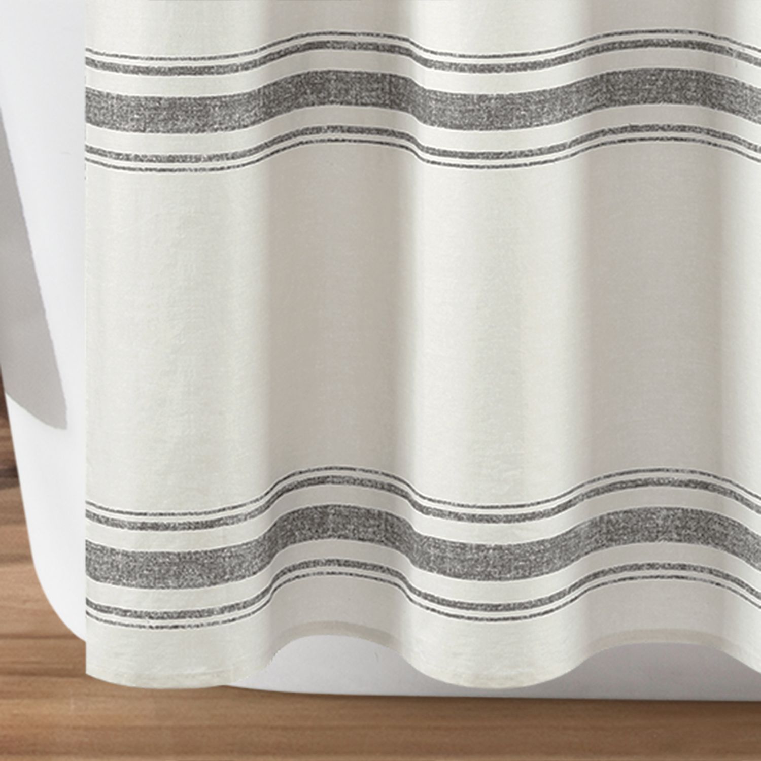 Lush Decor Set Copripiumino Reversibile 3 Pezzi King California - Stile Fattoria Righe Grigio Scuro E Motivo Gessato