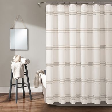 Lush Decor Farmhouse Stripe Shower Curtain
