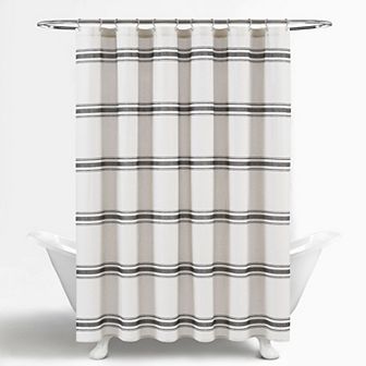 Lush Decor Farmhouse Stripe Shower Curtain
