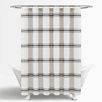 Lush Decor Farmhouse Stripe Shower Curtain