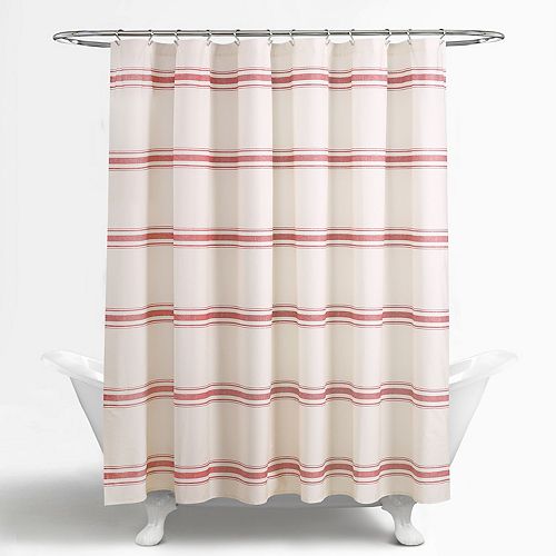 Lush Decor Farmhouse Stripe Shower Curtain