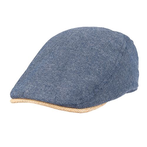 Men's Dockers Chambray Flat Top Ivy Cap with Straw Brim