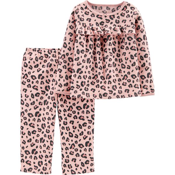 5-6 4-5 Girls Fleece Leopard Print Long Sleeve Hooded Pyjamas age 3-4 