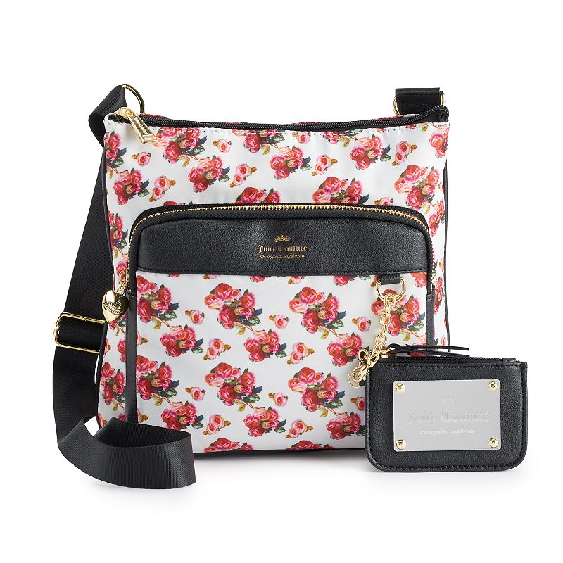 Juicy Couture Varsity Blooms Mid Crossbody Bag, White