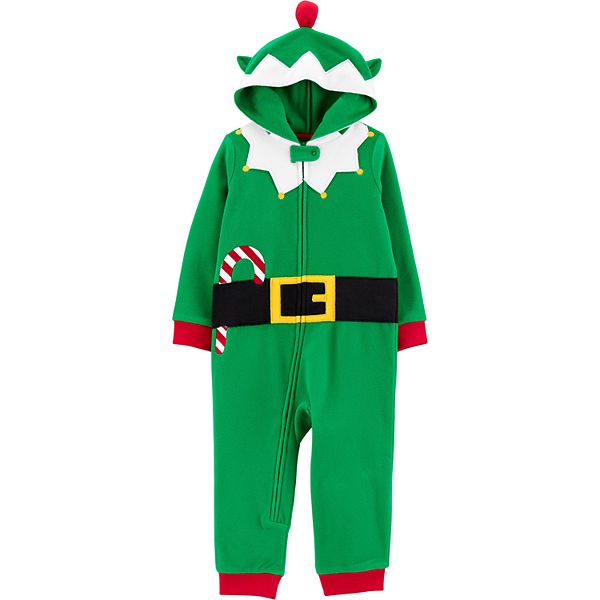 Toddler Boy Carter s 1 Piece Elf Suit Hooded Fleece Footless PJs