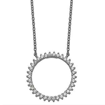 PRIMROSE Sterling Silver Pavé Cubic Zirconia Circle Pendant Necklace