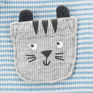 Baby Carter's Striped Cat Zip-Up Stretch Sleep & Play