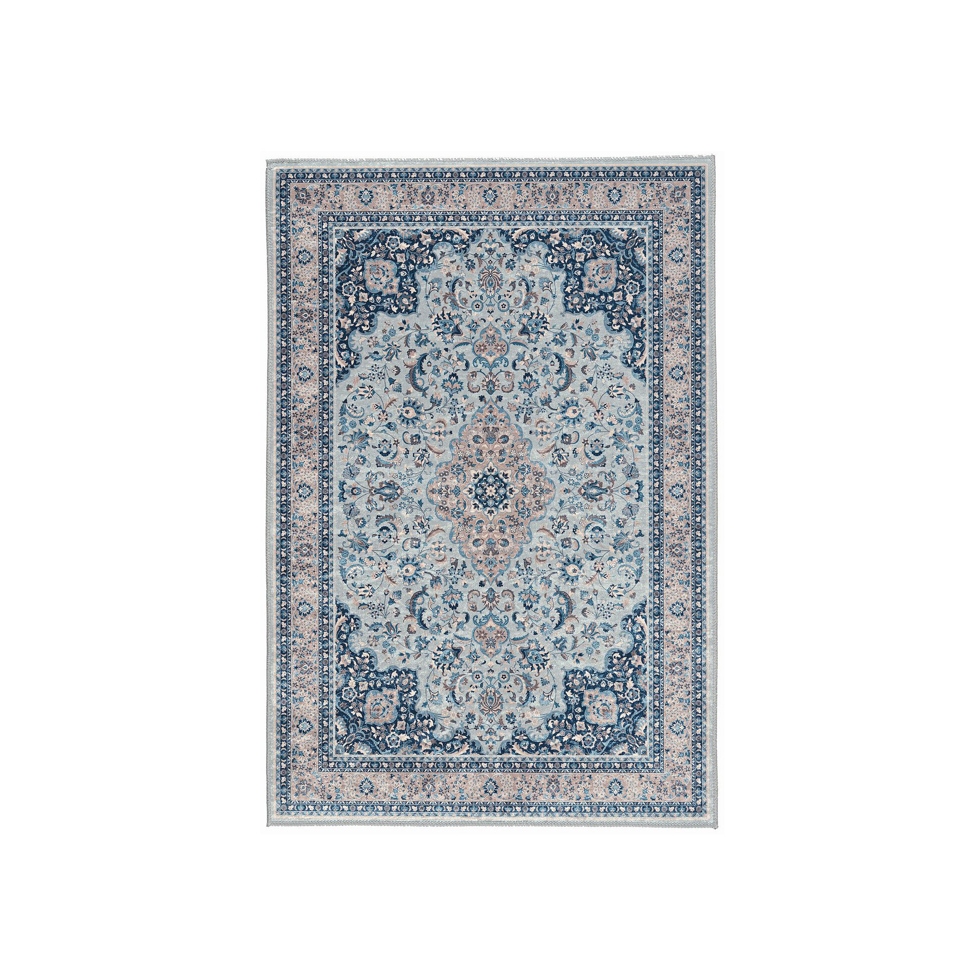 Linon Emerald Medallion Rug, Blue Ivory