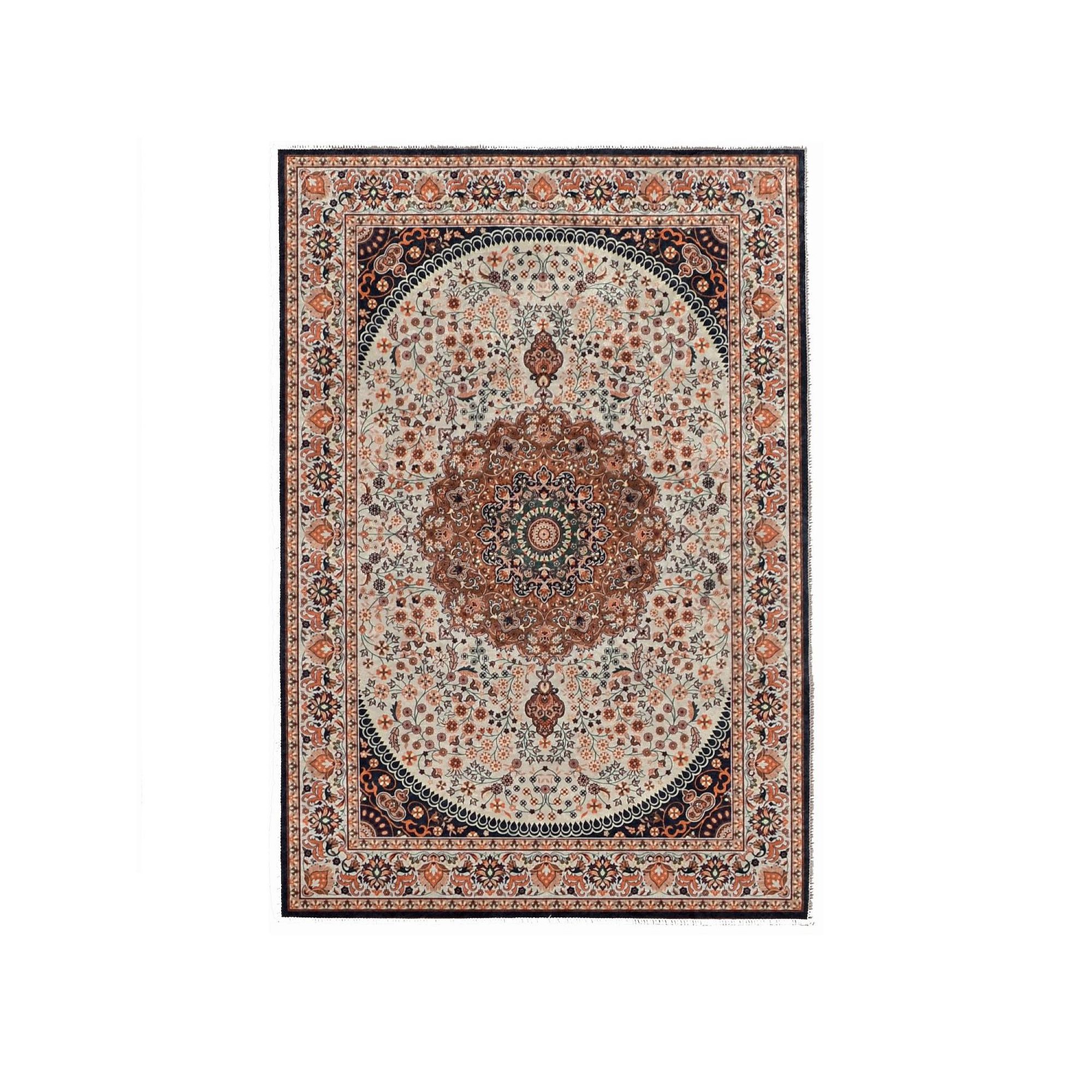 Linon Emerald Oval Design Rug, Cream Brown