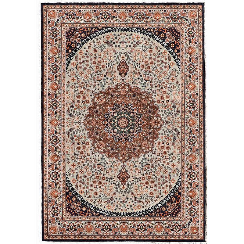 Linon Emerald Oval Design Rug, Red, 3X5 Ft