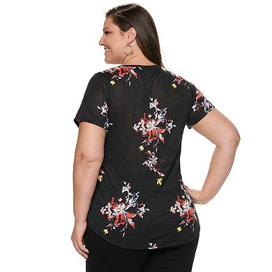 Plus Size EVRI Crinkle V-Neck Tee