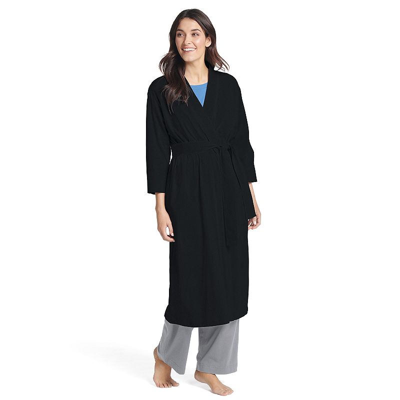 Womens Jockey Everyday Essentials Long Wrap Robe, Size: XL, Black