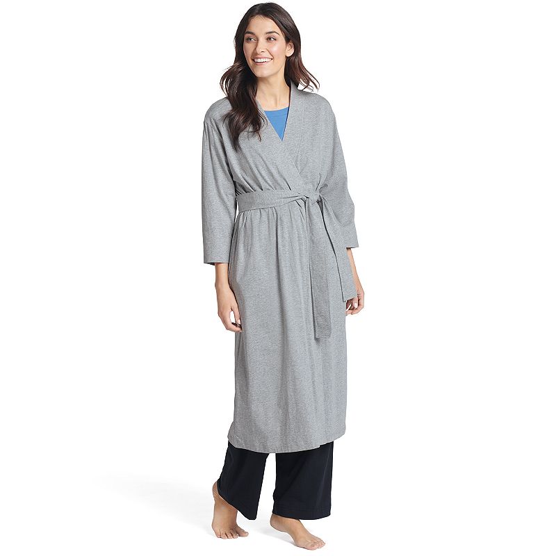 Womens Jockey Everyday Essentials Long Wrap Robe, Size: XL, Dark Grey