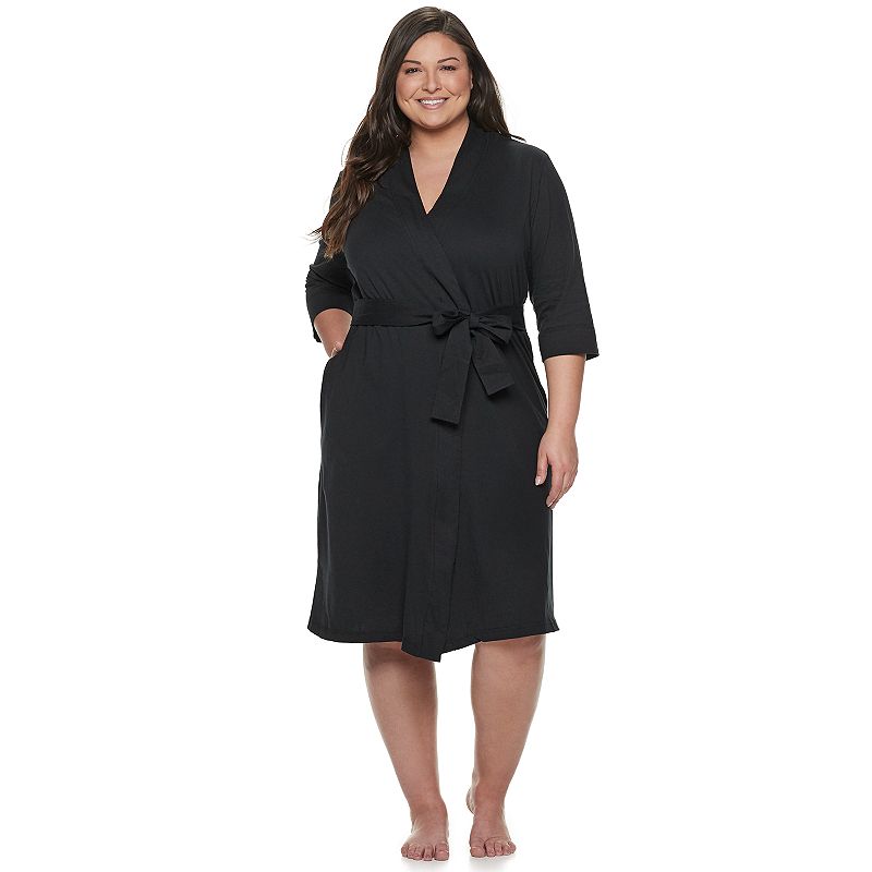 UPC 037882774583 product image for Plus Size Jockey Everyday Essentials Long Wrap Robe, Women's, Size: 3XL, Black | upcitemdb.com