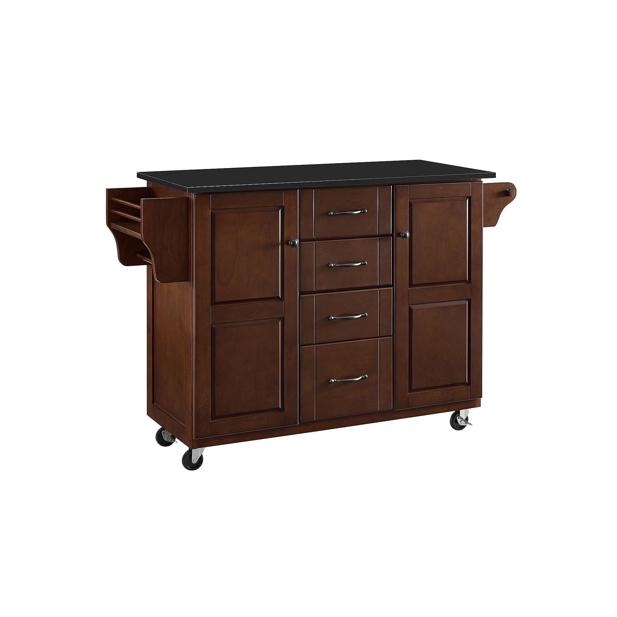 Crosley Eleanor Kitchen Cart, Brown Black Granite