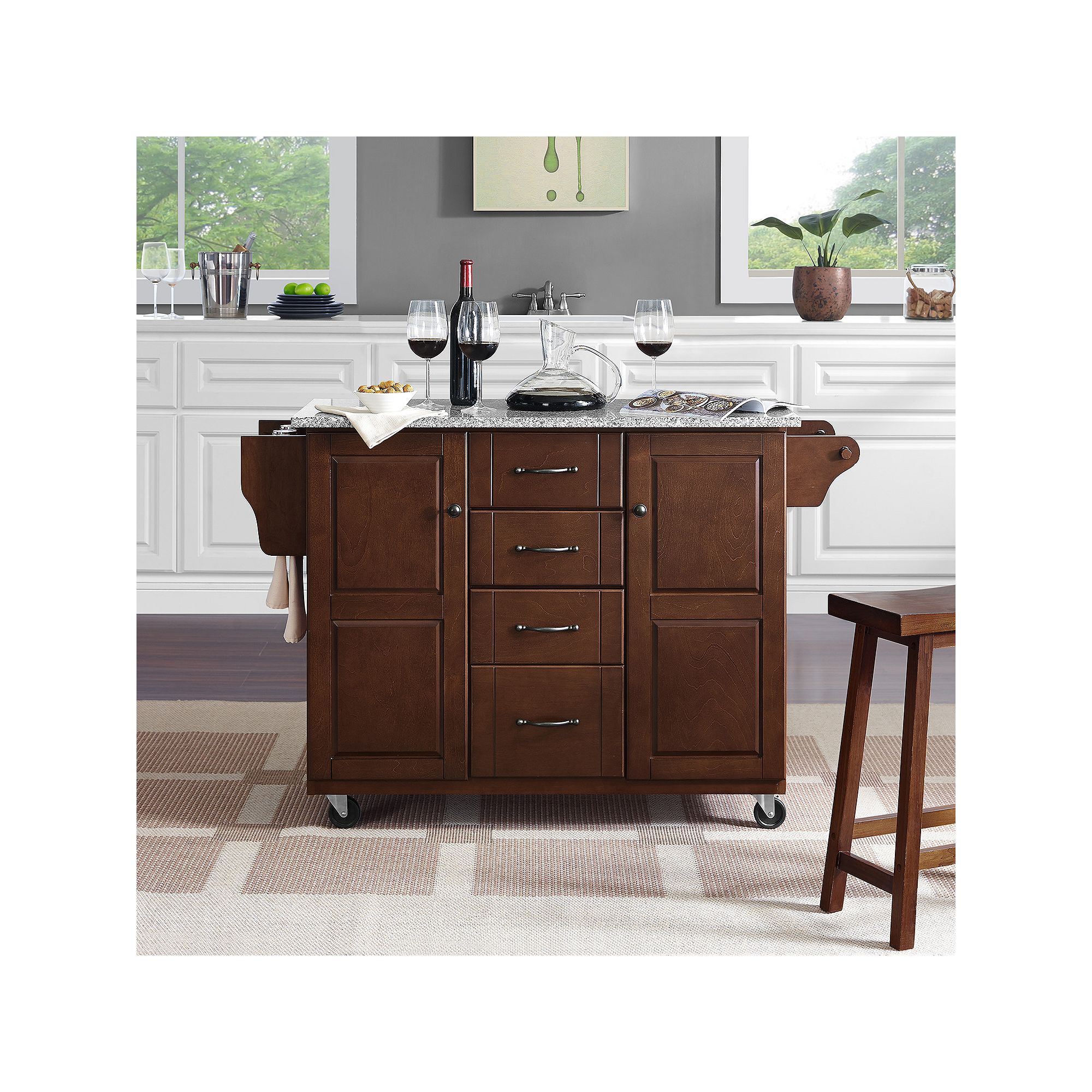 Crosley Eleanor Kitchen Cart, Brown Granite