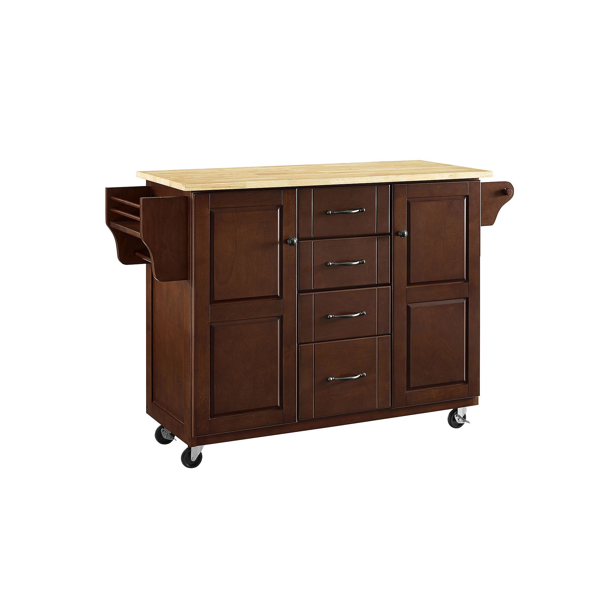 Crosley Eleanor Kitchen Cart, Brown Wood Top