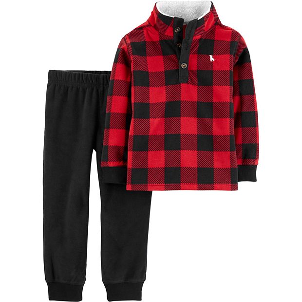 Baby Boy Carter s 2 Piece Buffalo Check Fleece Pullover Joggers Set