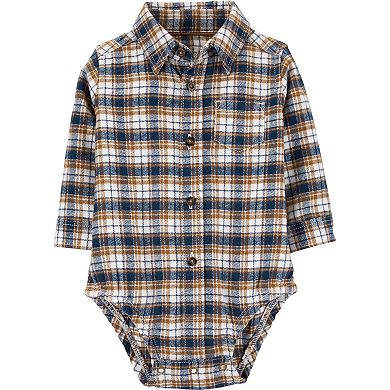 Baby Boy Carter's Brown Plaid Dressy Suspender Set