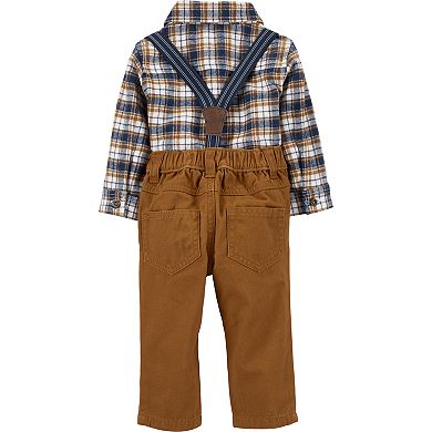 Baby Boy Carter's Brown Plaid Dressy Suspender Set