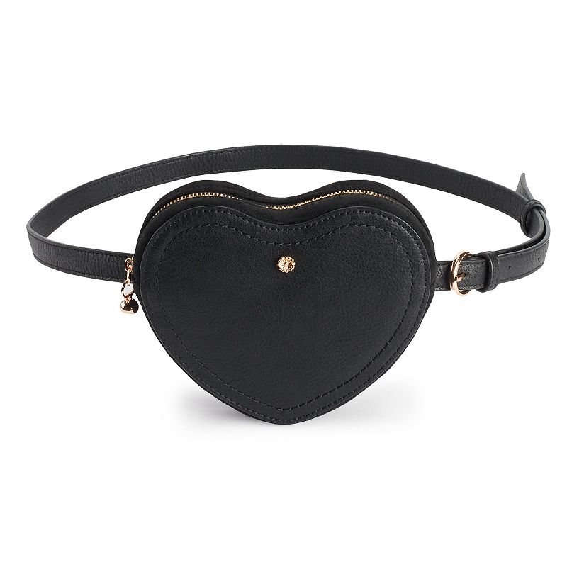 LC Lauren Conrad Corinne Heart Faux-Leather Belt Bag, Black