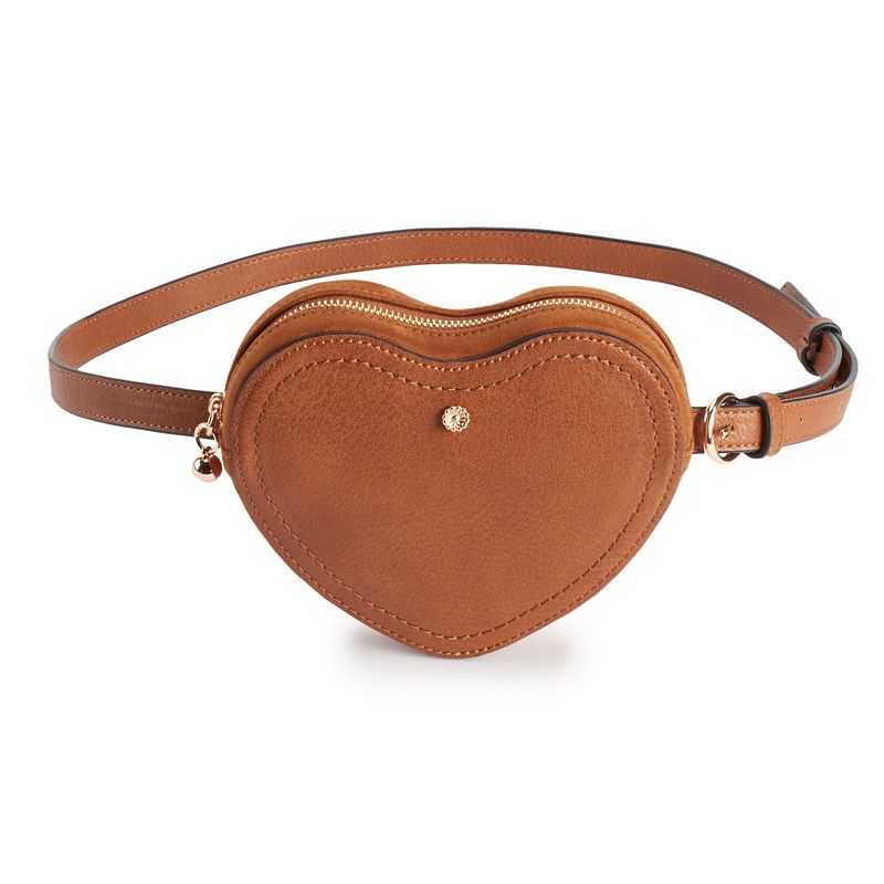 LC Lauren Conrad Corinne Heart Faux-Leather Belt Bag, Med Orange