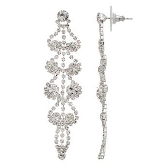 Vieste Rhinestone Openwork Nickel Free Linear Drop Earrings