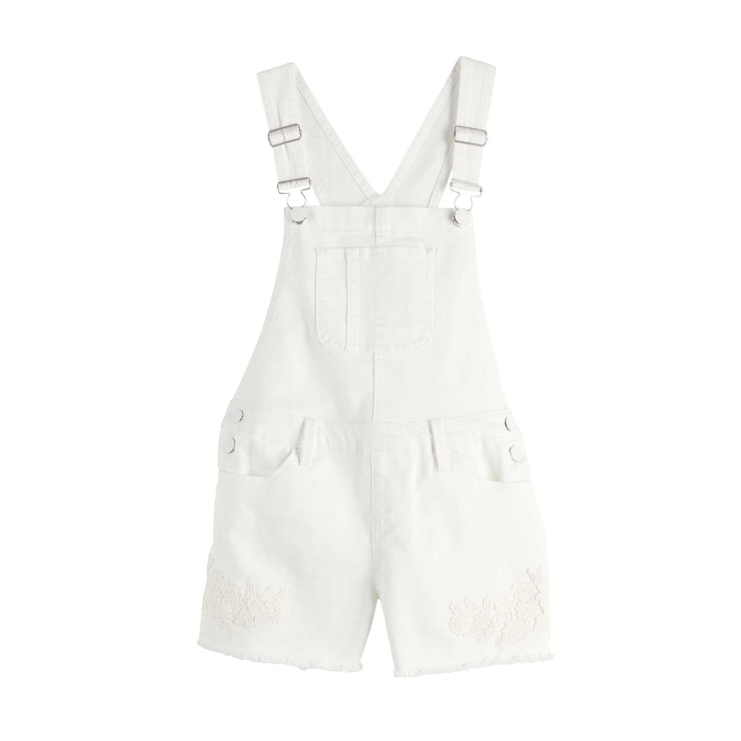 girls white overall shorts