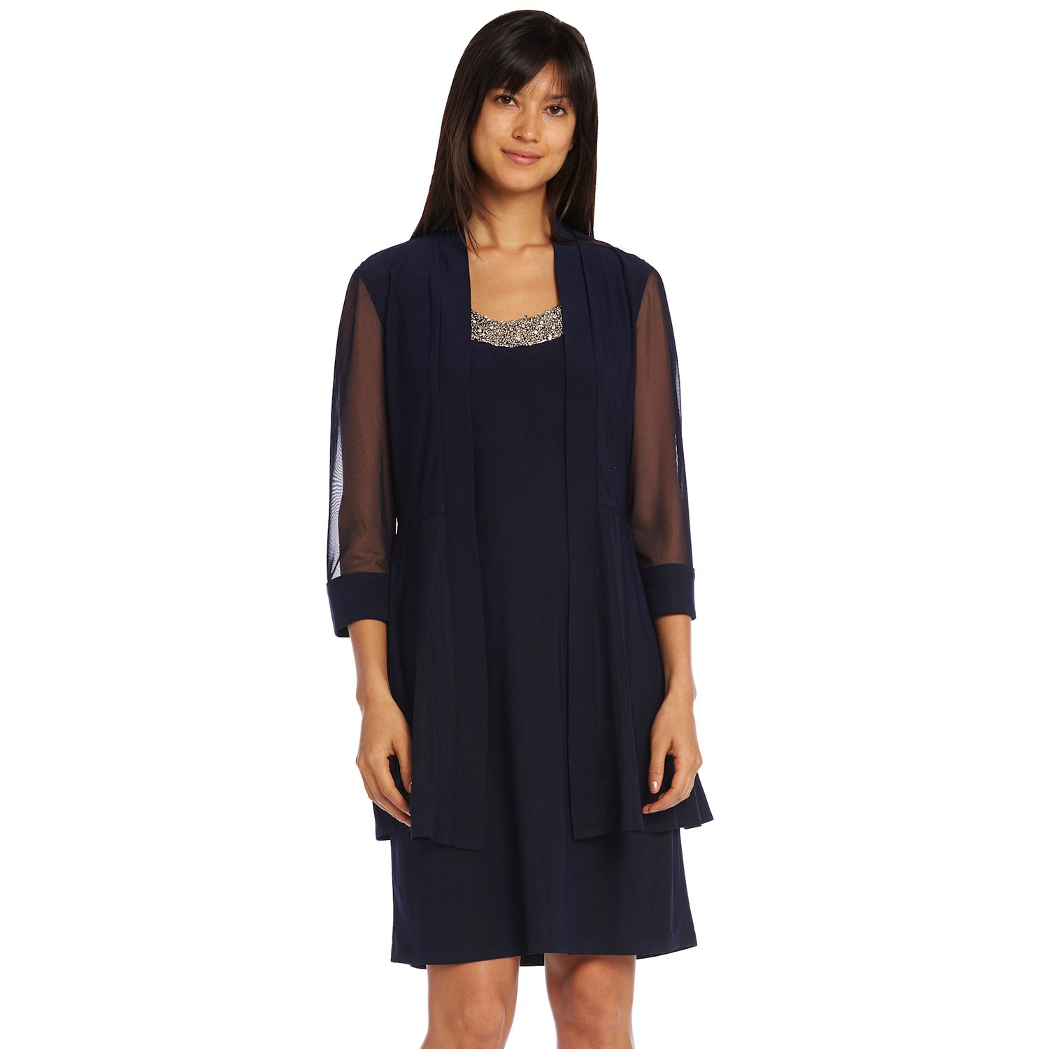 r & m richards embellished lace sheath dress & jacket