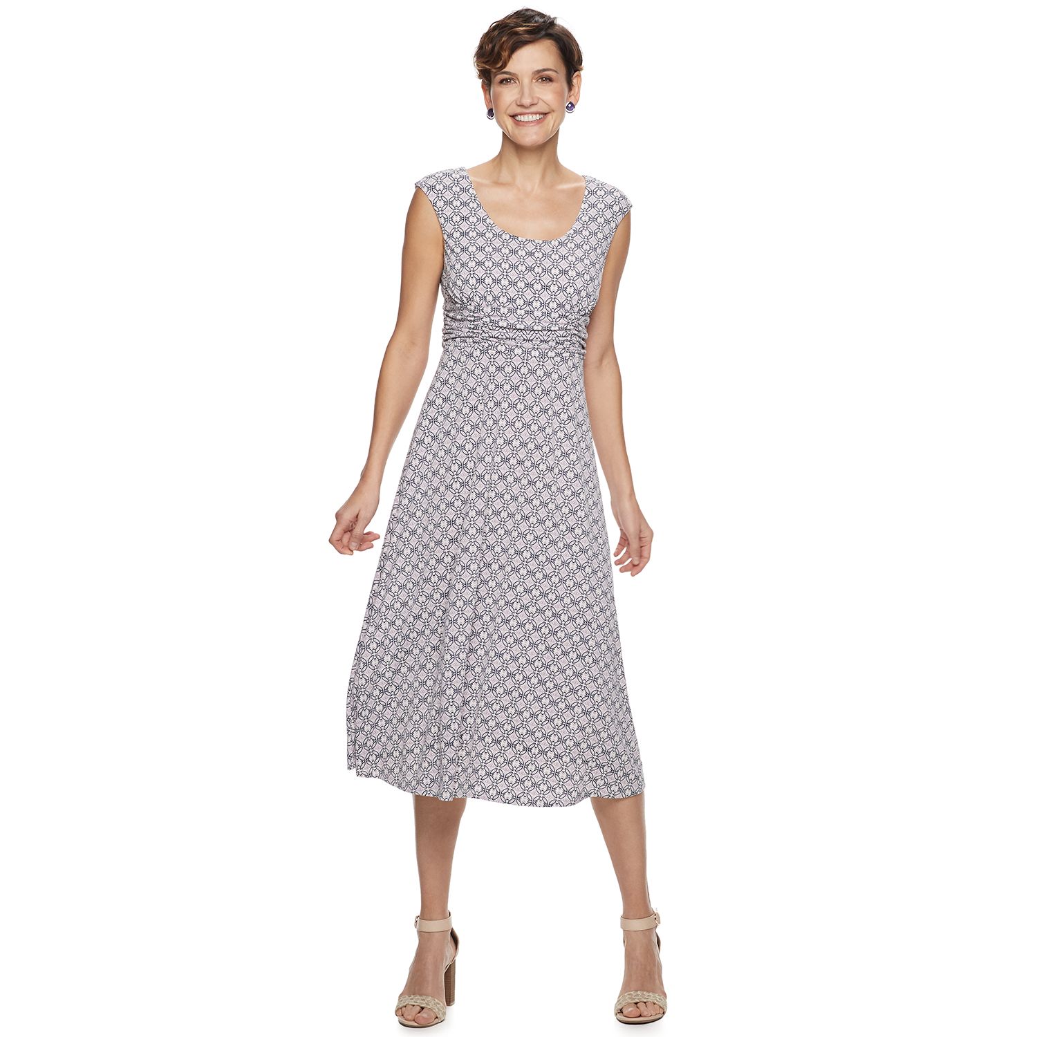 shirred waist midi dress