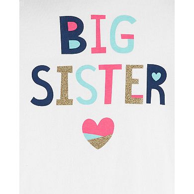 Girls 4-12 Carter's Glitter Big Sister Hooded Tee
