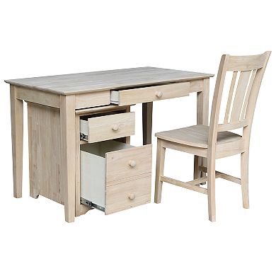 International Concepts Espresso Two-Drawer File Cabinet with Desk and Chair
