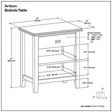 Simpli Home Acadian Bedside Table