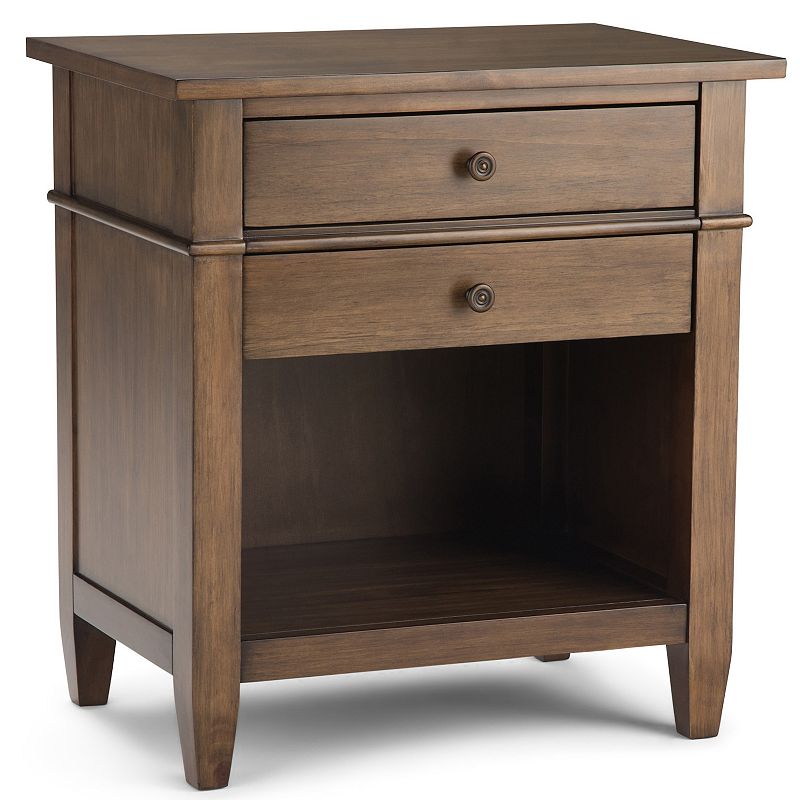 Simpli Home Carlton Nightstand Table, Rustic Natural Brown