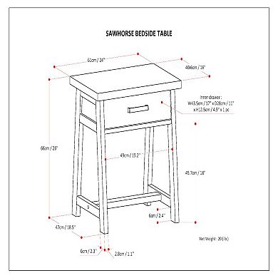Simpli Home Sawhorse Bedside Table