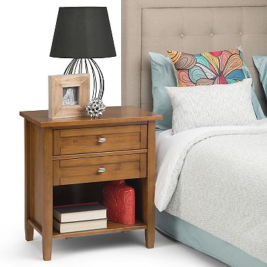 Simpli Home Warm Shaker Bedside Table