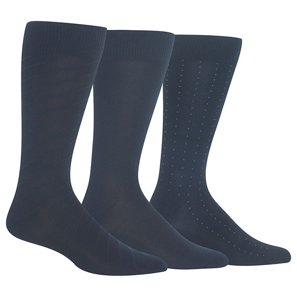 Men's Chaps 3-Pack Diagonal Stripe Dress Crew Socks - Navy (10-13)