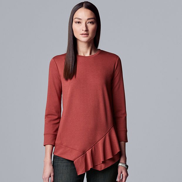 Women's Simply Vera Vera Wang Asymmetrical Ruffle Sweatshirt
