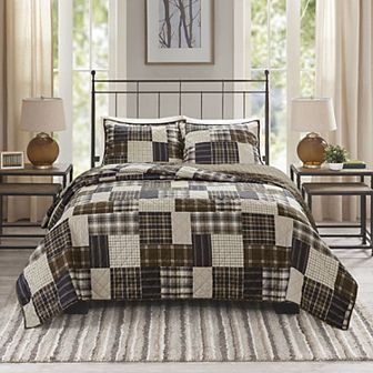 Madison Park Heavenly 3 pc Reversible Printed Patchwork Quilt Set with Shams