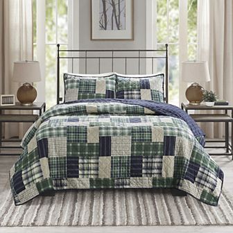 Madison Park Heavenly 3 pc Reversible Printed Patchwork Quilt Set with Shams
