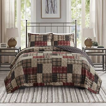 Madison Park Heavenly 3 pc Reversible Printed Patchwork Quilt Set with Shams