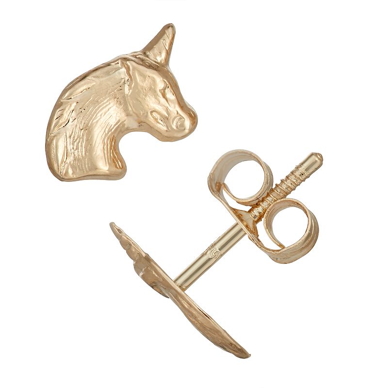 18489389 Charming Girl Kids 14k Gold Unicorn Stud Earrings, sku 18489389
