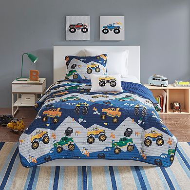 Mi Zone Kids Gavin Reversible Quilt Set with Shams and Decorative Pillows